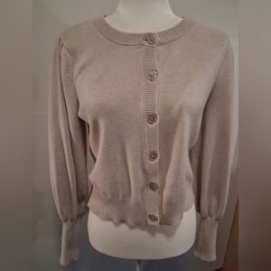 Tahari Women's Cardigan Puff Sleeves Size M